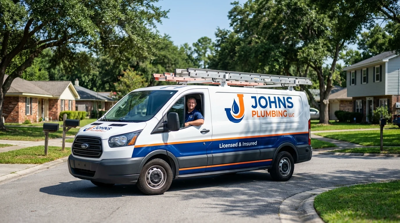Johns Plumbing LLC service van in Shawneetown, IL
