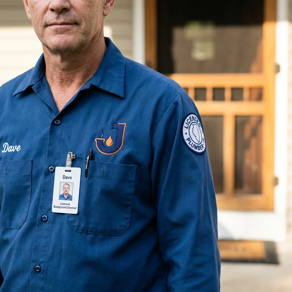 Licensed plumber showing ID badge in Shawneetown, IL