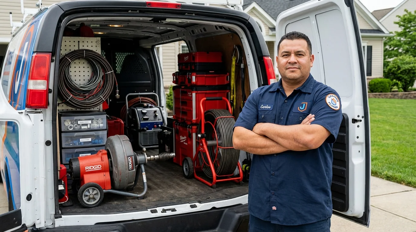 Professional drain cleaning equipment and Johns Plumbing LLC plumber in Shawneetown