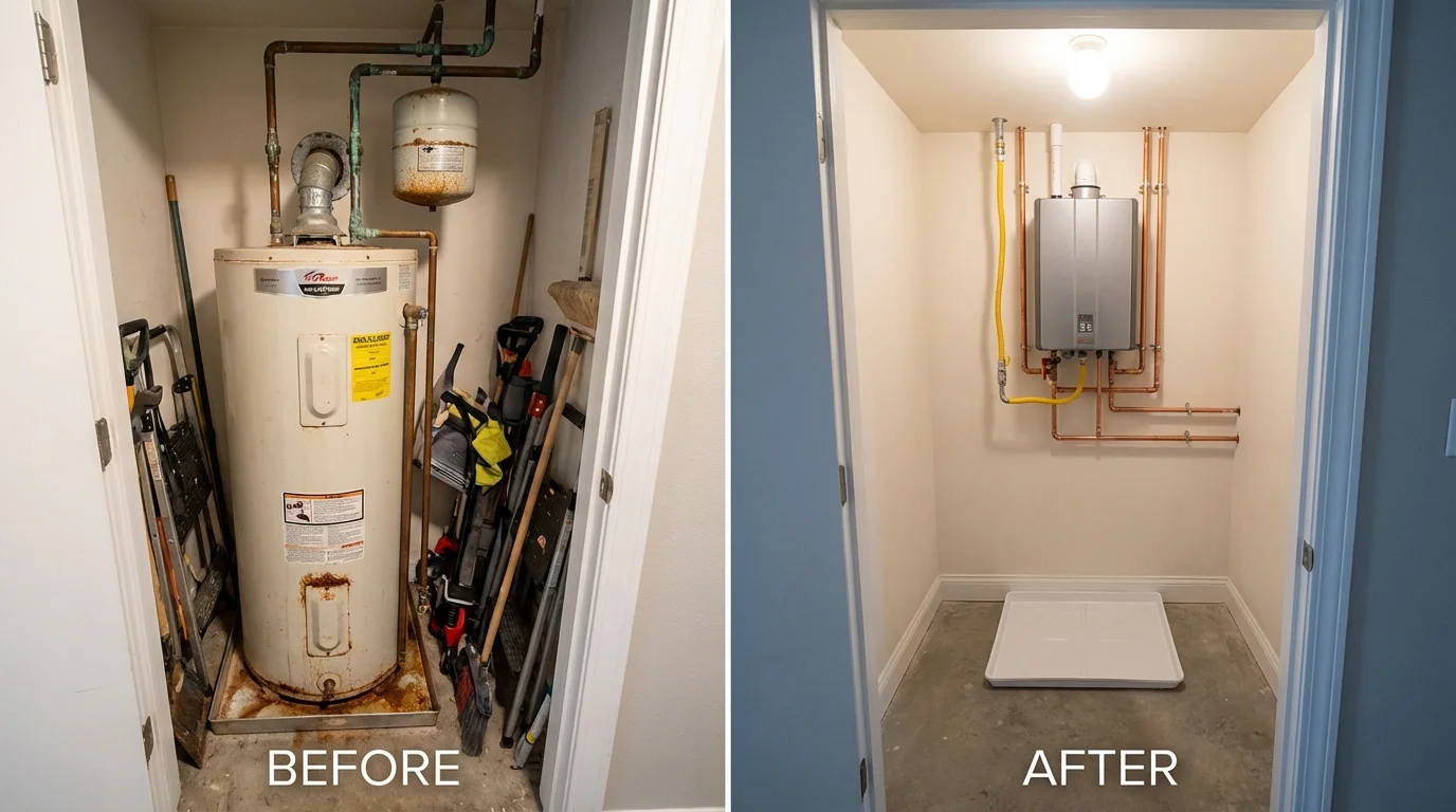 Tank water heater versus wall-mounted tankless unit comparison for Shawneetown, IL homeowners